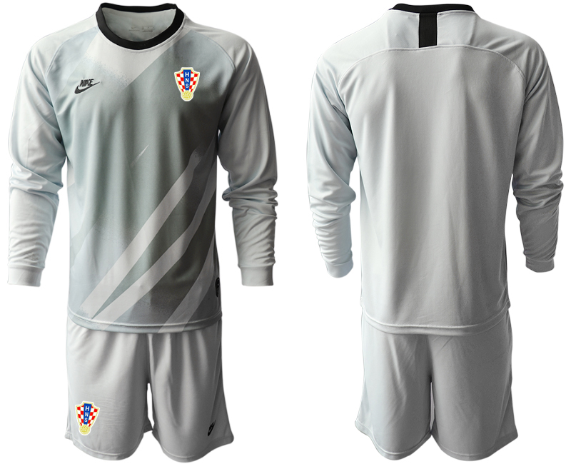 Men 2021 European Cup Croatia grey Long sleeve goalkeeper Soccer Jersey